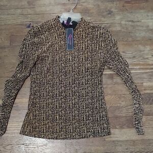 Christian Siriano Stretchy Gold and Black Sparkly  Textured Fabric, Lined .